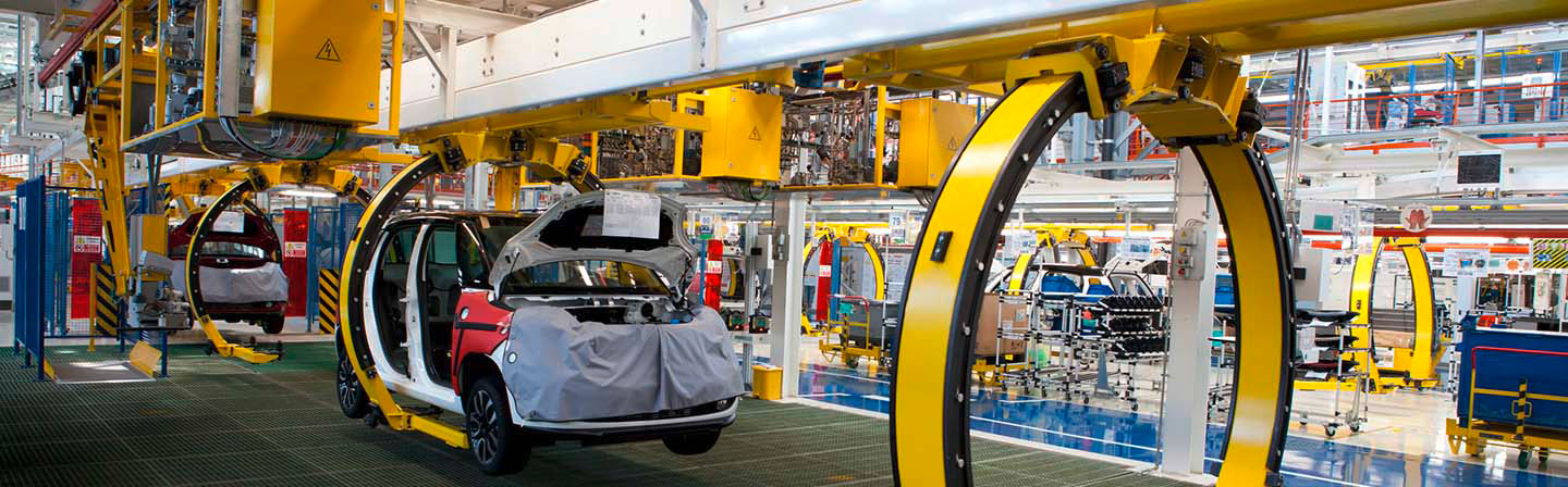 Automatisierte Produktionslinie mit Funk-komponenten im Automobilbau
